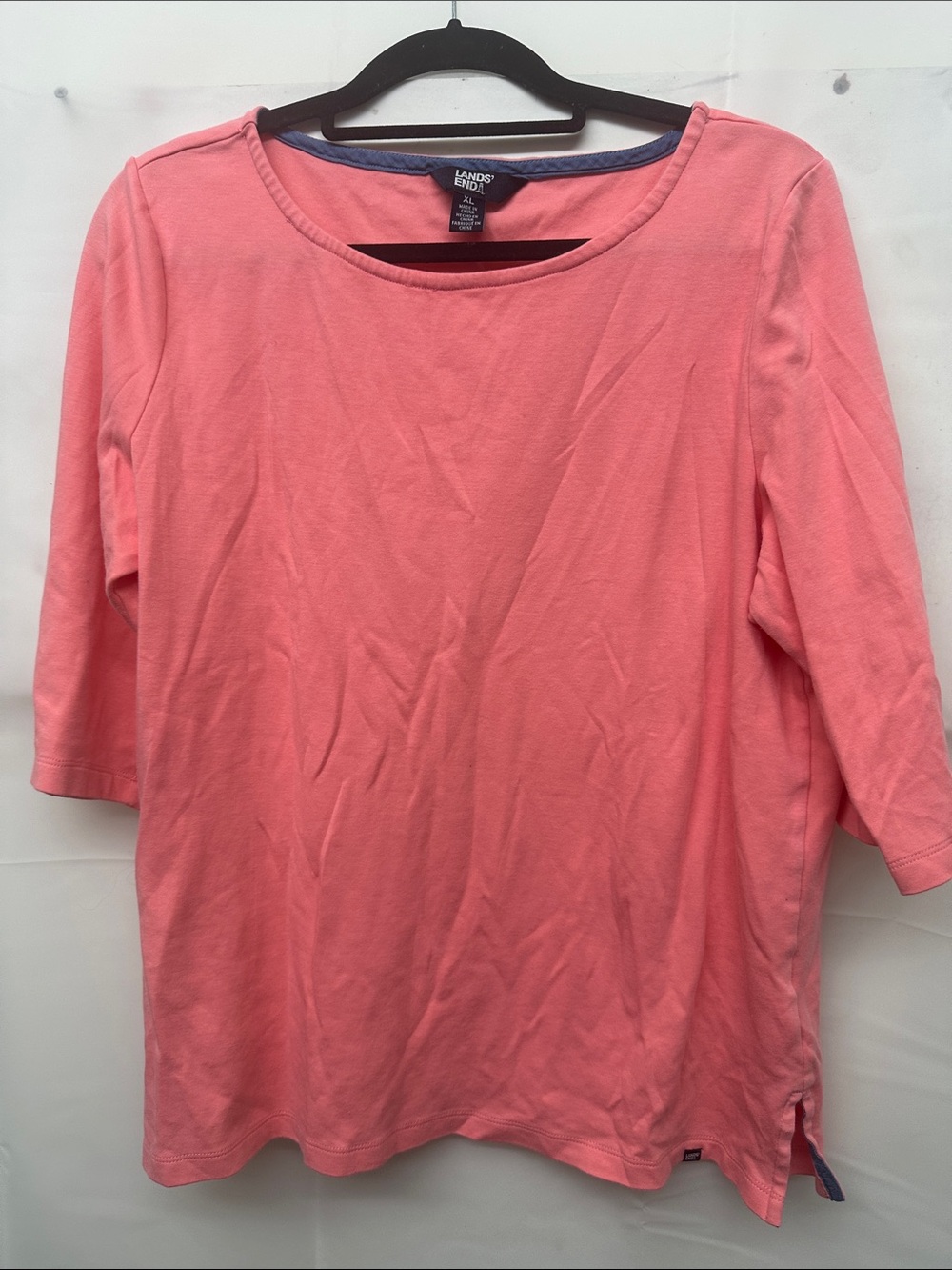 Lands' End Coral 3/4 Sleeve Scoopneck Top